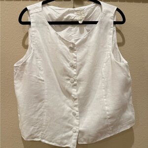Joie White Button-Front linen vest